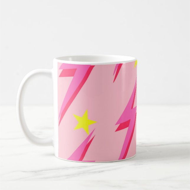 Pink Lightning Pattern Mug for Stylish Sipping (Left)