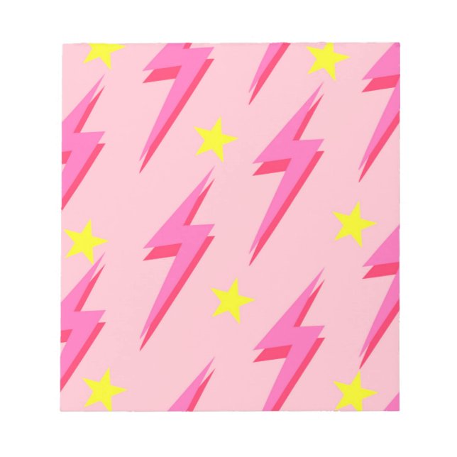 Pink Lightning Pattern Notepad for Writing (Front)