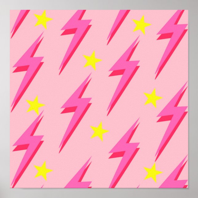Pink Lightning Pattern Poster for Bold Wall Decor (Front)