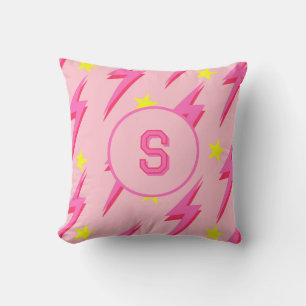 Pink Lightning Stormy Sky & Thunder Flash Pattern Cushion