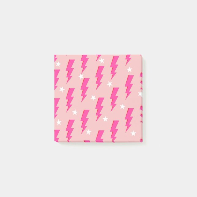 Pink Lightning Stylish Back-to-School Stationery  Post-it Notes (Front)