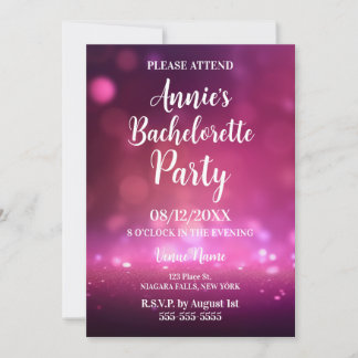 Pink Lights Bachelorette Party Invitation