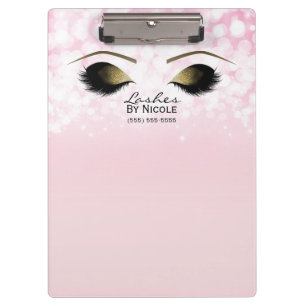 Pink Lights Gold Makeup Eyes Lashes Personalised Clipboard