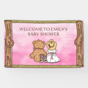 Pink Lil' Cowgirl Personalised Baby Shower Banner