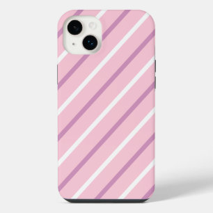 Pink, Lilac and White Diagonal Stripes iPhone 14 Plus Case
