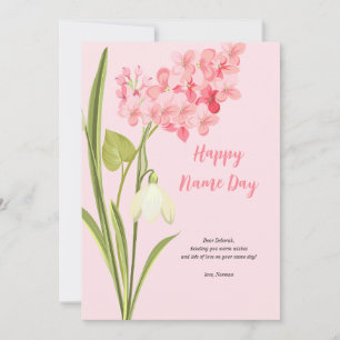 Pink Lilac Blooms Name Day Card