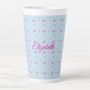 pink lilac buds watercolor pattern Latte Mug
