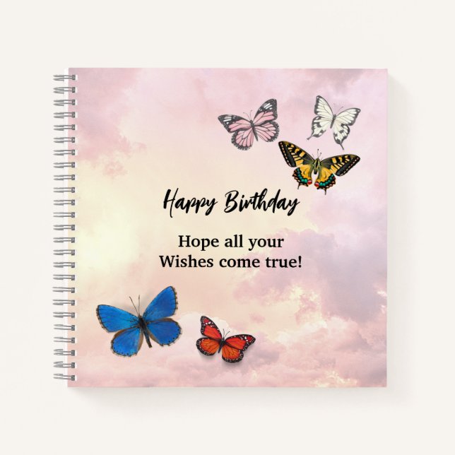 Pink Lilac Dreamy Ripped Butterfly Spiral Notebook (Front)