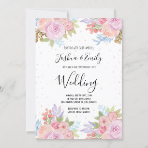 Pink Lilac Floral Botanical Wedding Invitation