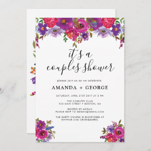 Pink lilac floral Couple shower party invitation