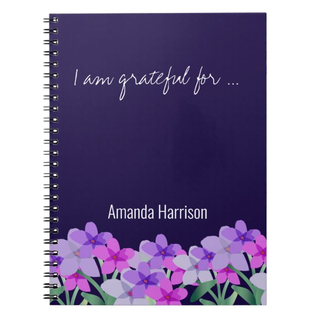 Pink lilac floral Gratitude Journal Personalised (Front)