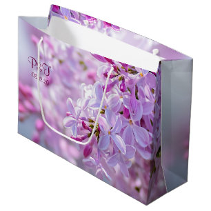 Pink lilac flowers large gift bag