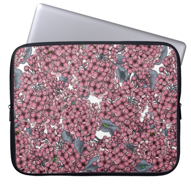 Pink Lilac garden Laptop Sleeve (Front)