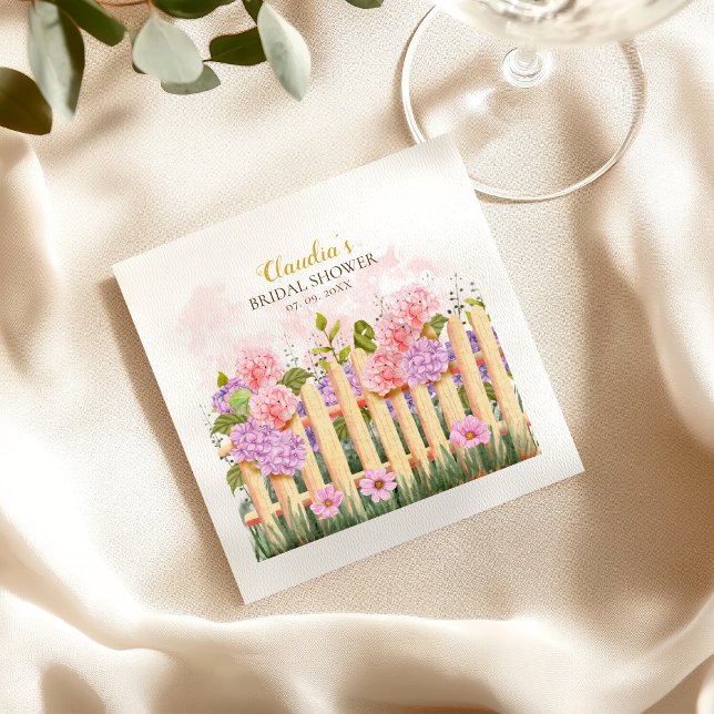 Pink Lilac Hydrangea Fresh Market Bridal Shower  Napkin (Creator Uploaded)