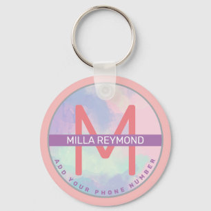 pink lilac keychain with name