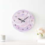 Pink Lilac Modern Abstract Liquid Marble Design Large Clock<br><div class="desc">Modern, abstract design with liquid paint marbling effect in pastel hues. Modern Liquefied Marbling Lines Clock .</div>