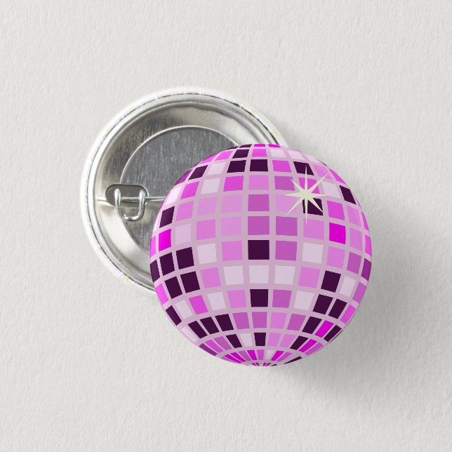 Pink Lilac Purple Retro Modern Disco Ball  3 Cm Round Badge (Front & Back)
