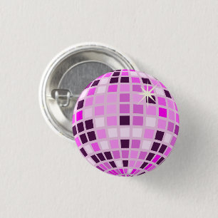Pink Lilac Purple Retro Modern Disco Ball  3 Cm Round Badge