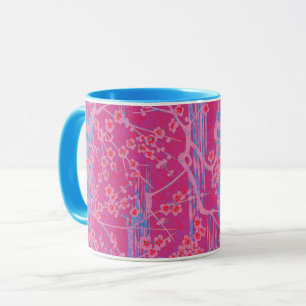 PINK LILAC TEAL SAKURA FLOWERS Japanese Floral  Mug