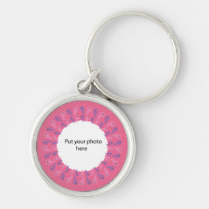 Pink & Lilac Teddy Bears Add Your Photo Template Key Ring