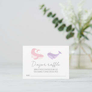 Pink Lilac Whale Baby Shower Diaper Raffle Enclosure Card
