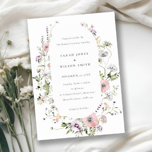 Pink Lilac Wildflower Frame Vow Renewal Invite
