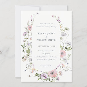 Pink Lilac Wildflower Frame Vow Renewal Invite