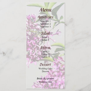 Pink Lilacs and Leaves Wedding Menu