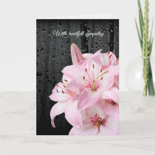 Pink Lilies and Raindrops Sympathy Card