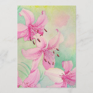 Pink Lilies by Liz Swanson Art Print Card