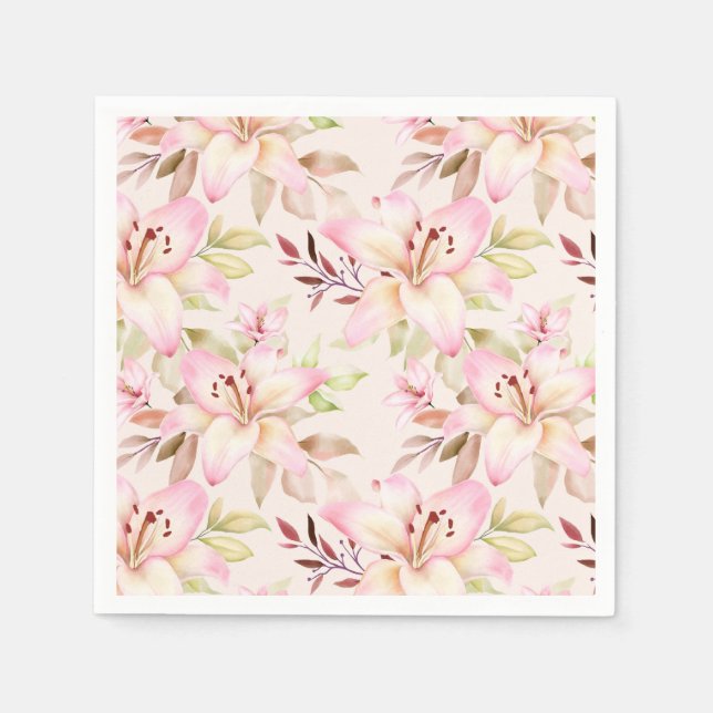 Pink Lilies Napkin (Front)