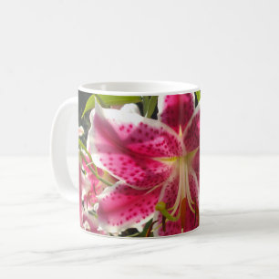 Pink lilies pink tropical flowers pink floral coffee mug