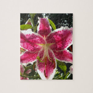 Pink lilies pink tropical flowers pink floral jigsaw puzzle