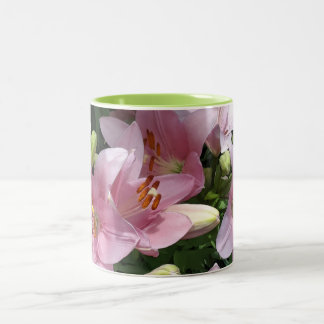 Pink Lilies Two-Tone Coffee Mug