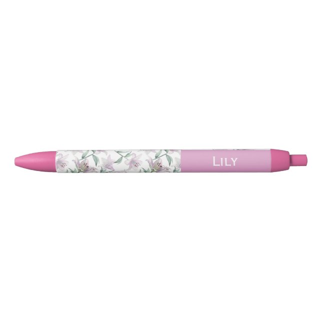 Pink Lillies Custom Name Pen (Front)