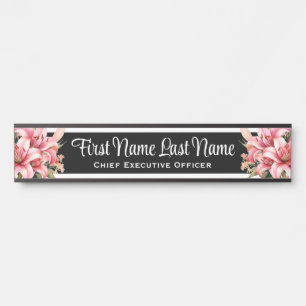 Pink Lillies Floral Office Door Signs Name Plate