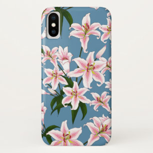 Pink Lilly flower Pattern iPhone X Case