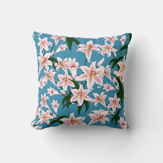 Pink Lilly flower Pattern Cushion (Front)
