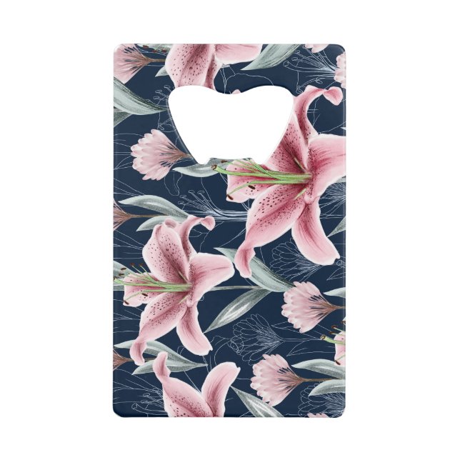 Pink Lilly Flower Seamless Pattern. (Front)