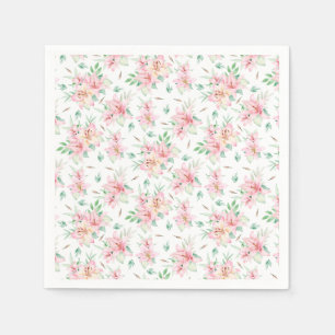 Pink Lilly Flowers Napkin