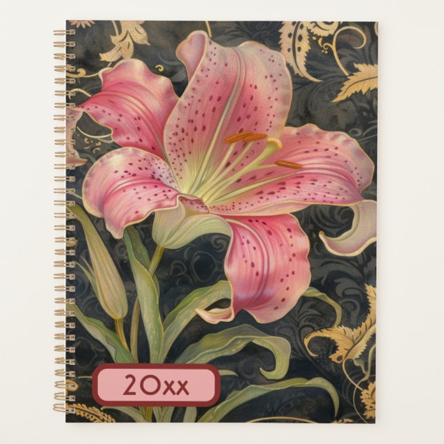 Pink Lily 20XX  Classic Spiral Planner Digital Art (Front)