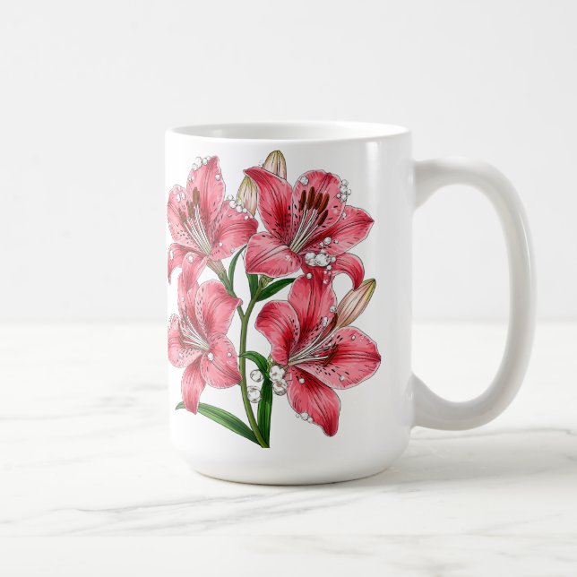 Pink Lily Bouquet Coffee Mug (Right)