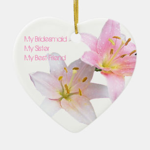 Pink Lily Bridesmaid Ceramic Ornament