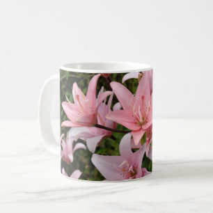 Pink lily floral beauty coffee mug