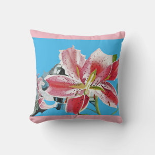 Pink Lily floral Flowers Pastel Decor Cushion