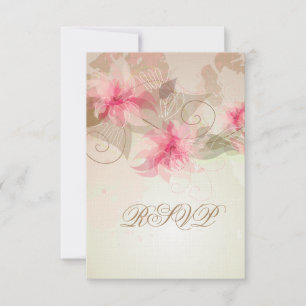 Pink Lily Floral RSVP Card