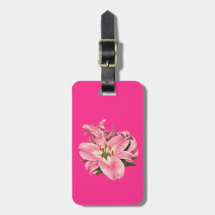 Pink Lily Flower Bouquet Luggage Tag
