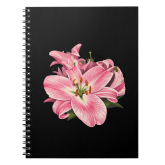 Pink Lily Flower Bouquet Notebook