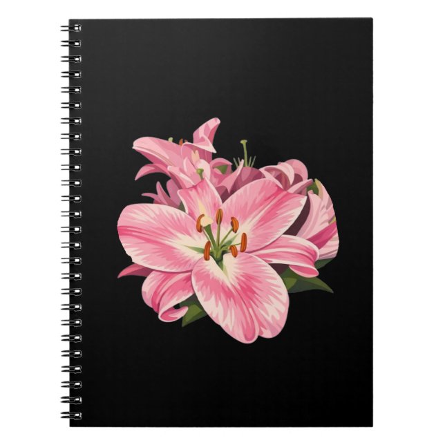 Pink Lily Flower Bouquet Notebook (Front)