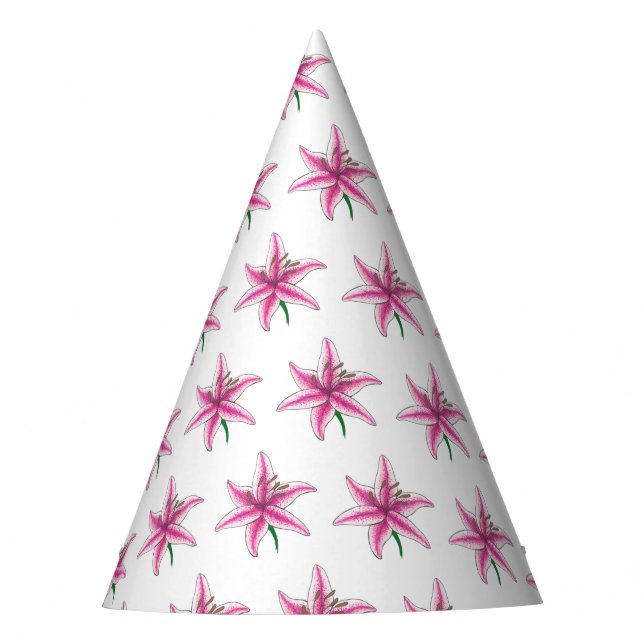 Pink Lily Flower Floral Garden Party Spring Lilies Hat (Front)